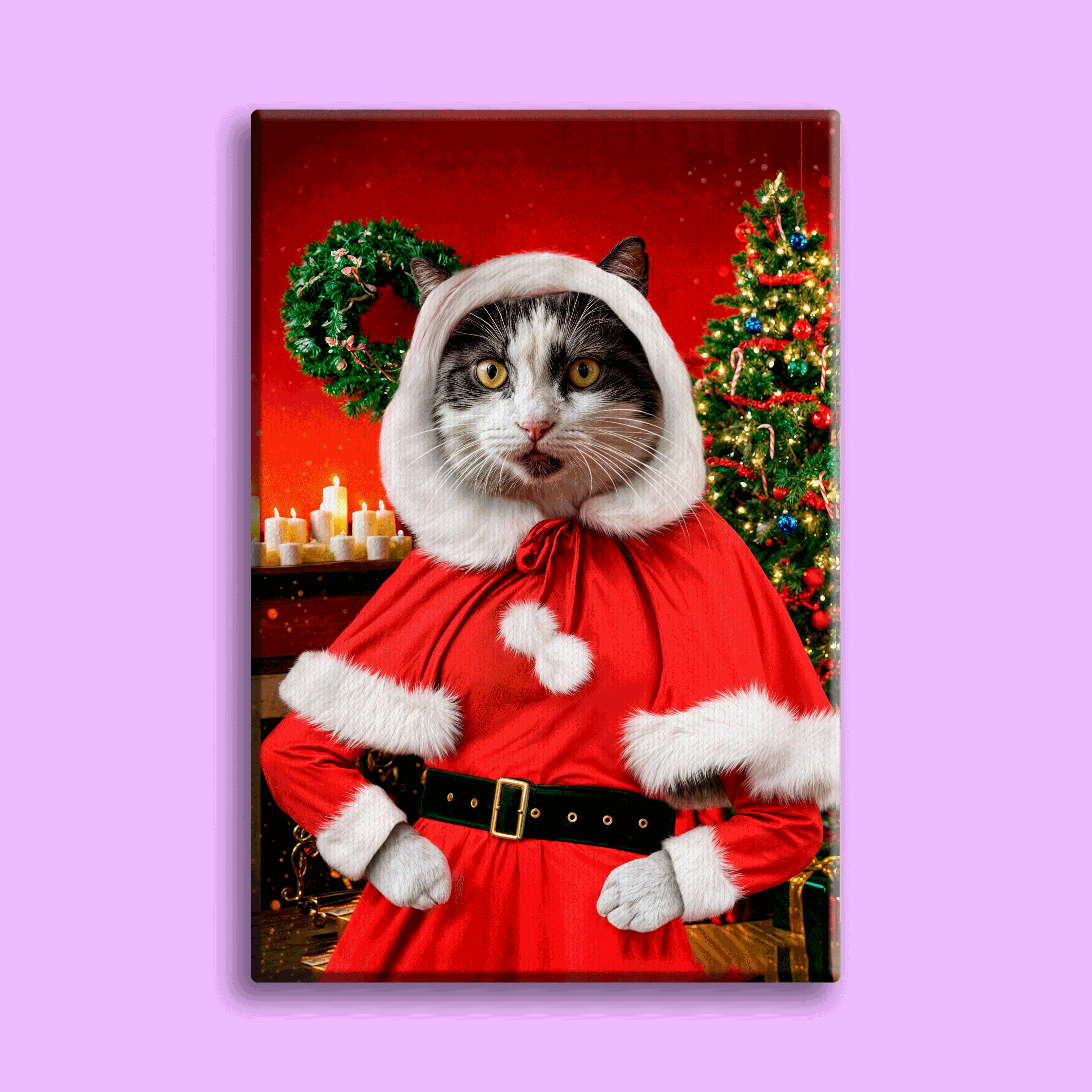 Holiday Santa Pet Portrait – Festive Custom Pet Art